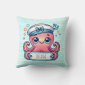 Pink Octopus Holtname-Zeichen Kissen (Rückseite)