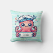 Pink Octopus Holtname-Zeichen Kissen (Vorderseite)