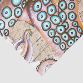 Pink Octopus Kraken Vintag Map Compass Seidenpapier (Ausschnitt)