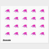 Pink Octopus Runder Aufkleber (Blatt)