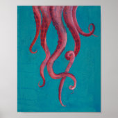 Pink Octopus Tentacles Akryllisches Malplakat Poster (Vorne)