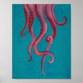 Pink Octopus Tentacles Akryllisches Malplakat Poster