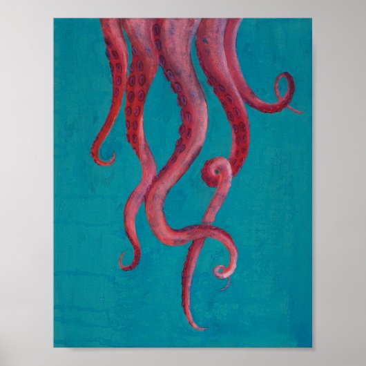 Pink Octopus Tentacles Akryllisches Malplakat Poster (Vorne)