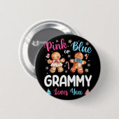 Pink oder Blau Oma liebt dich Geschlecht enthüllen Button (Vorne & Hinten)