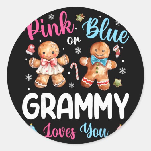 Pink oder Blau Oma liebt dich Geschlecht Enthüllun Runder Aufkleber (Vorderseite)