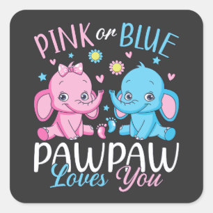 Pink oder blau pawpaw Lieben Sie Elephant Baby Quadratischer Aufkleber