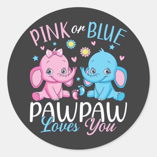 Pink oder blau pawpaw Lieben Sie Elephant Baby Runder Aufkleber (Vorderseite)
