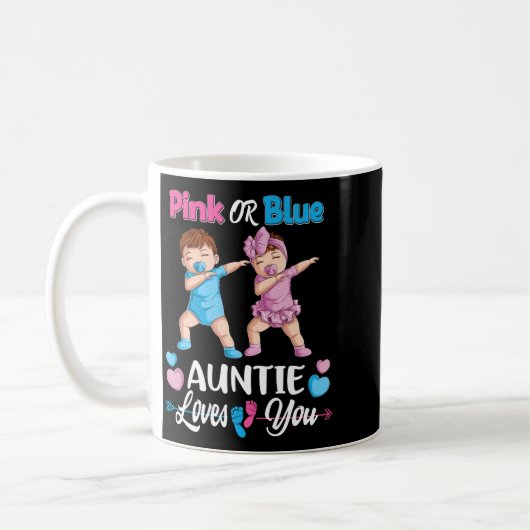 Pink oder Blau Tante liebt Babys Geschlechtsenthül Kaffeetasse (Links)