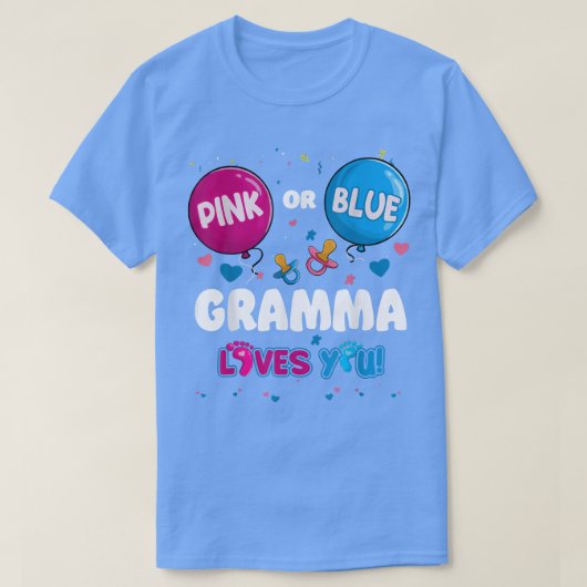 Pink oder Blue Balloon Gramma Lieben Sie Geschlech T-Shirt (Design vorne)
