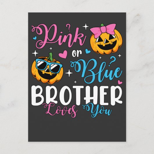 Pink oder Blue Brother Lieben Sie Pumpkin Baby Postkarte (Vorderseite)