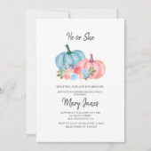 Pink oder Blue Floral Pumpkin Gender Reveal Einladung (Vorderseite)