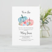 Pink oder Blue Floral Pumpkin Gender Reveal Einladung (Stehend Vorderseite)