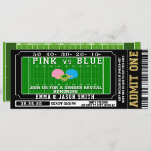 Pink oder Blue Football Ticket Baby Gender Reveal Einladung