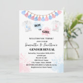 Pink oder Blue Gender Reveal Baby Shower Einladung (Stehend Vorderseite)