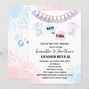 Pink oder Blue Gender Reveal Baby Shower Einladung