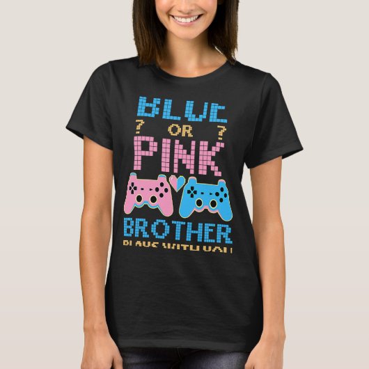 Pink oder Blue Gender Reveal Video Game Gamer Boy T-Shirt (Vorderseite)