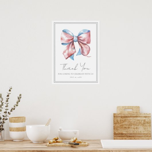 Pink oder Blue Geschlecht- Enthüllungsfeier Danke  Poster (Küche)