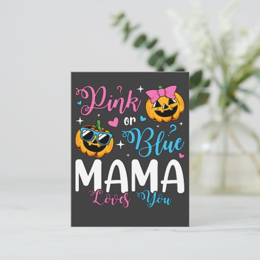 Pink oder Blue Mama Liebe Sie Pumpkin Baby Postkarte (Stehend Vorderseite)
