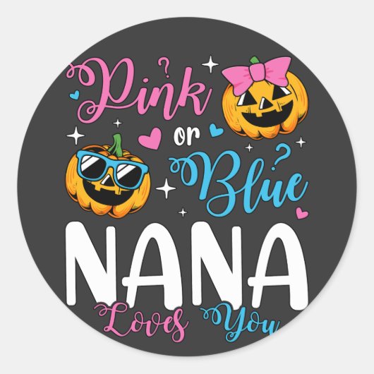 Pink oder Blue Nana Lieben Sie Pumpkin Baby Runder Aufkleber (Vorderseite)
