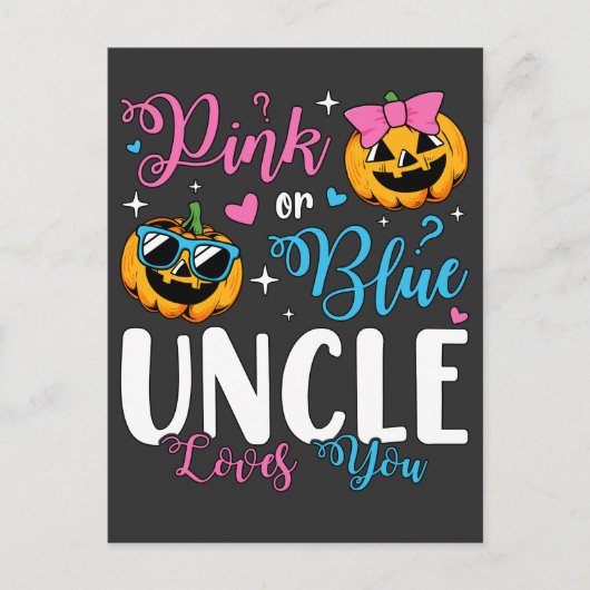 Pink oder Blue Onkel Lieben Sie Pumpkin Baby Postkarte (Vorderseite)