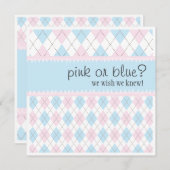 Pink oder Blue Raute Neutral Boy Girl Babydusche Einladung (Vorne/Hinten)