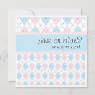 Pink oder Blue Raute Neutral Boy Girl Babydusche Einladung