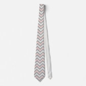 Pink, off-white and light grey chevron  krawatte (Vorderseite)