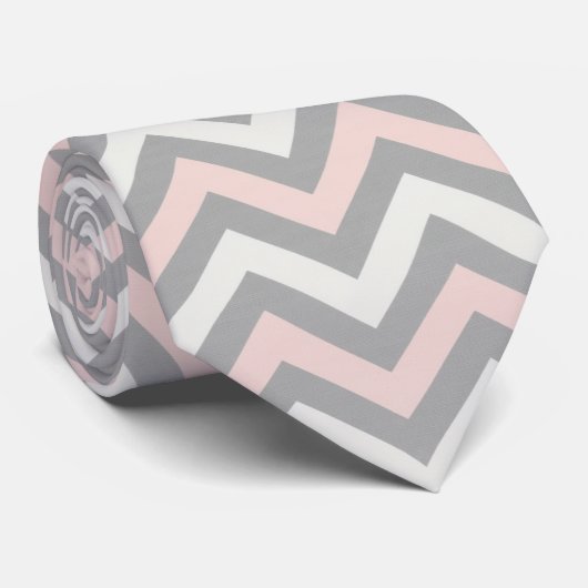 Pink, off-white and light grey chevron  krawatte (Gerollt)