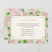 Pink Off White Lace Watercolor Hydrangea Floral Einladung (Vorne/Hinten)