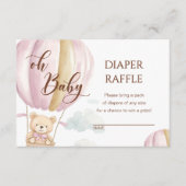 Pink Oh Baby Bear Heißluftballon Windeln Raffel Begleitkarte (Vorderseite)