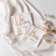 Pink Oh Baby Script Bear in Hot Air Ballon Dusche