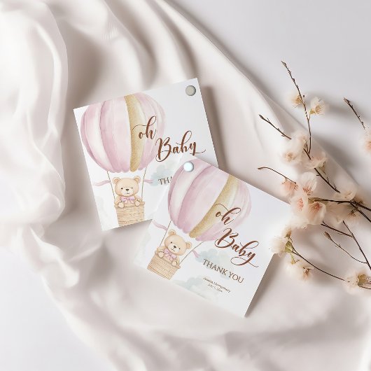 Pink Oh Baby Script Bear in Hot Air Ballon Dusche Geschenkanhänger