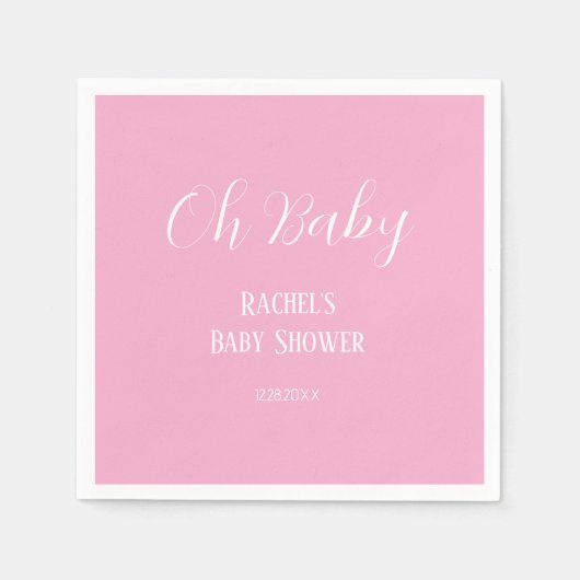 Pink Oh Baby Script Niedlich Modern Girl Baby Dusc Serviette (Vorderseite)
