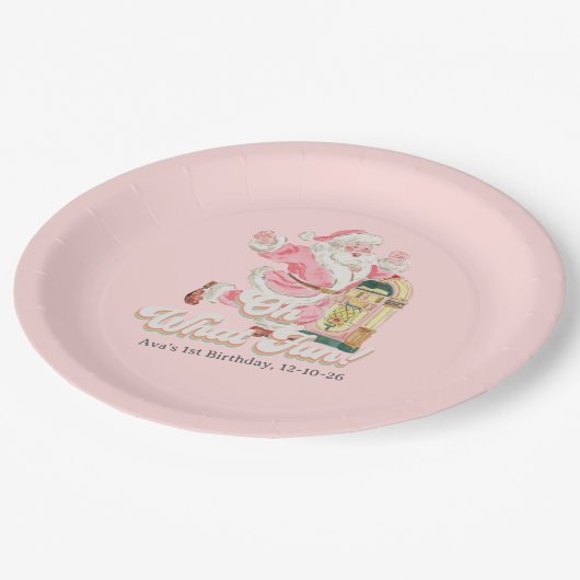 Pink Oh, was Spaß Retro Groovy Santa Claus Geburts Pappteller (Schrägansicht)