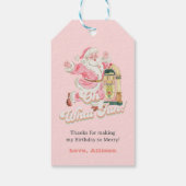 Pink oh What Fun, Retro Groovy Santa Claus Birthda Geschenkanhänger (Rückseite)