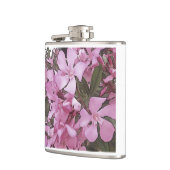 Pink Oleander Rose Laurel Schwarze Kontur Kunst Flachmann (Links)