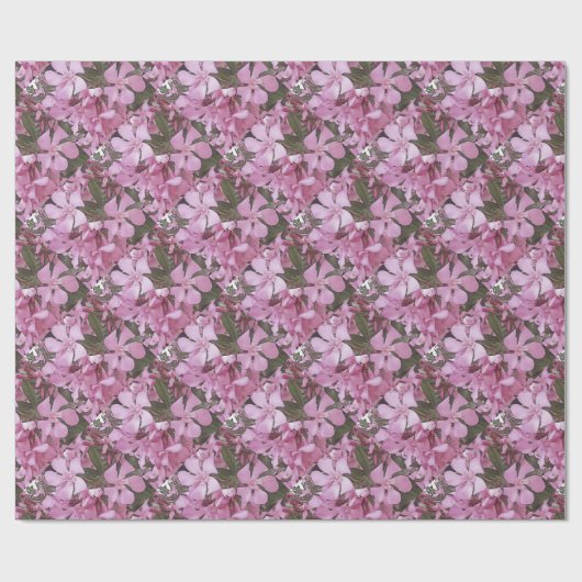 Pink Oleander Rose Laurel Schwarze Kontur Kunst Geschenkpapier (Flach)