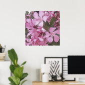 Pink Oleander Rose Laurel Schwarze Kontur Kunst Poster (Heimbüro)