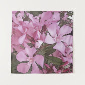 Pink Oleander Rose Laurel Schwarze Kontur Kunst Wandteppich (Vorderseite (Horizontal))