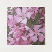 Pink Oleander Rose Laurel Schwarze Kontur Kunst Wandteppich (Vorderseite)