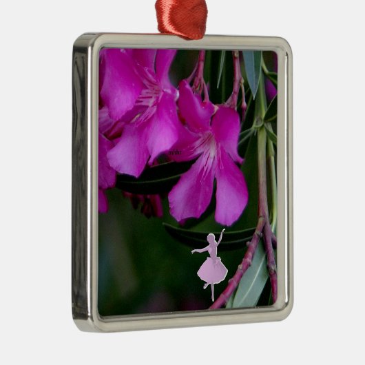 Pink Oleander Shadow Fairy Metal Ornament (Rechts)