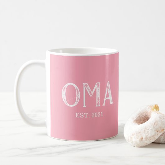 Pink Oma Jahr etabliert Kaffeetasse (Mit Donut)
