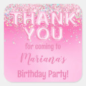 Pink Ombre Birthday Party Gefallen Quadratischer Aufkleber (Vorderseite)