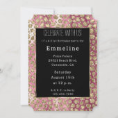 Pink Ombre Black Glam Glitzer Leopard Einladung (Vorderseite)