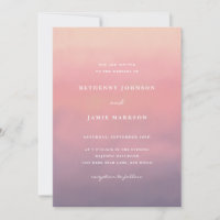 Pink Ombre Boho Minimalistisch Hochzeit Einladung