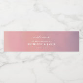 Pink Ombre Boho Minimalistisch Wedding Wasserflaschenetikett (Einzelnes Label)