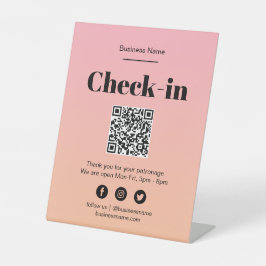 Pink Ombre Business Covid QR Code Karo-In-Zeichen Sockelschild