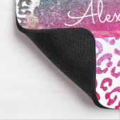 Pink Ombre Cheetah Glitzer Sparkle Mousepad (Ecke)
