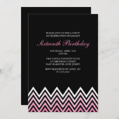 Pink Ombre Chevrons Geburtstag Einladung (Vorne/Hinten)