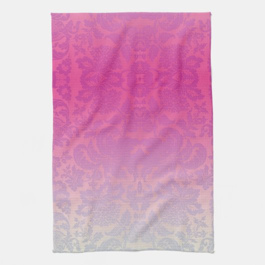 Pink Ombre Damask Floral Kitchtuch Geschirrtuch (Vertikal)